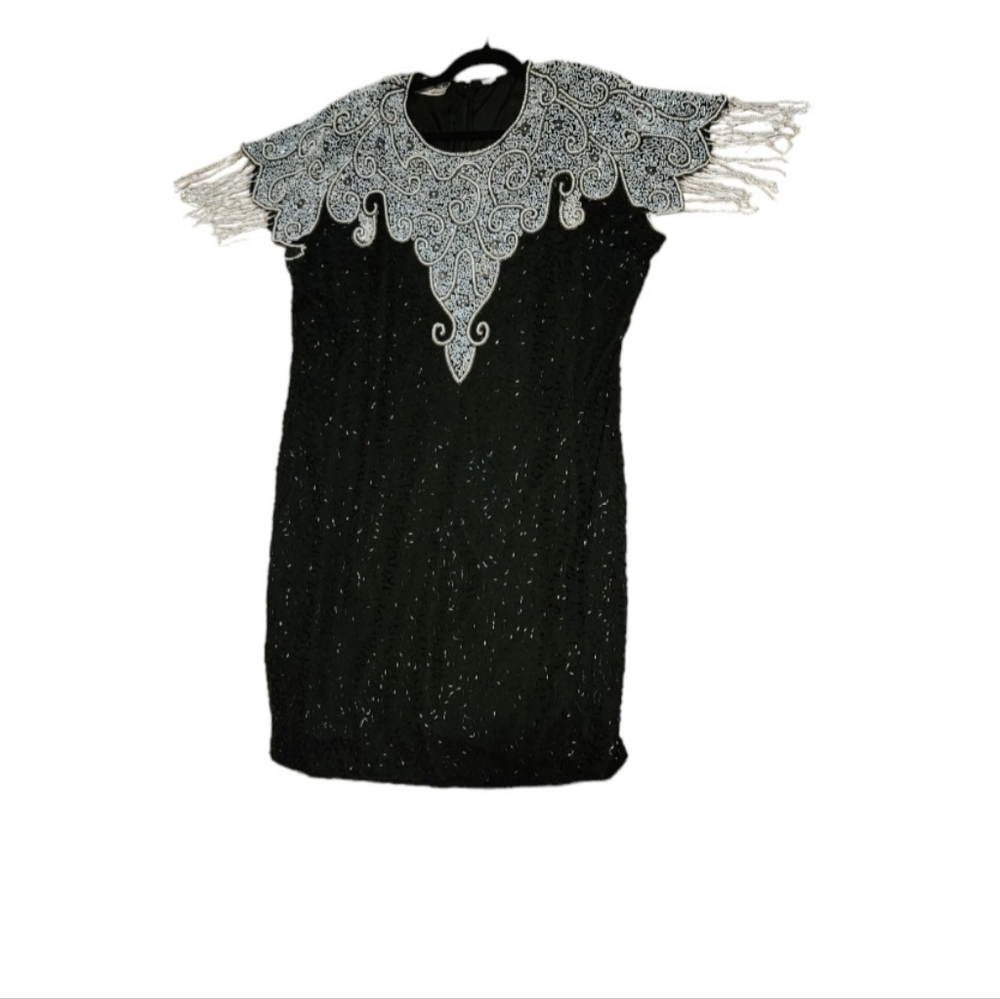 Scala Fully Sequin Pearl Beaded Dress Plus Size